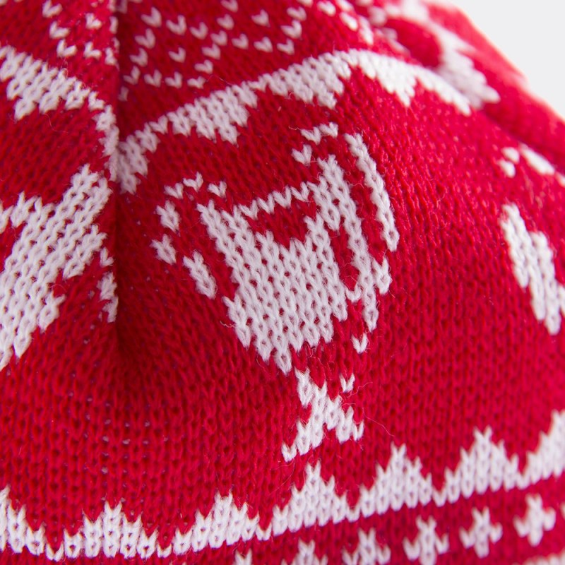Шапка-бини с помпоном Nordic Knit красно-белая