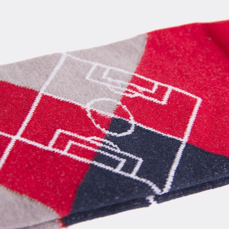 Носки с футбольным принтом Argyle Pitch красные