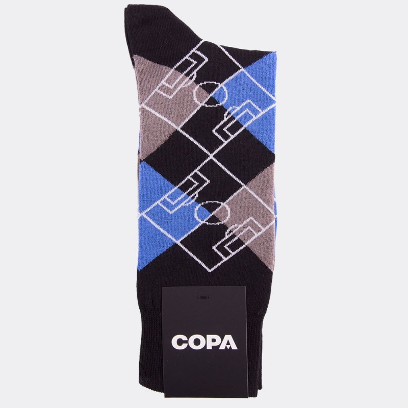 Носки с футбольным принтом Argyle Pitch черно-синие