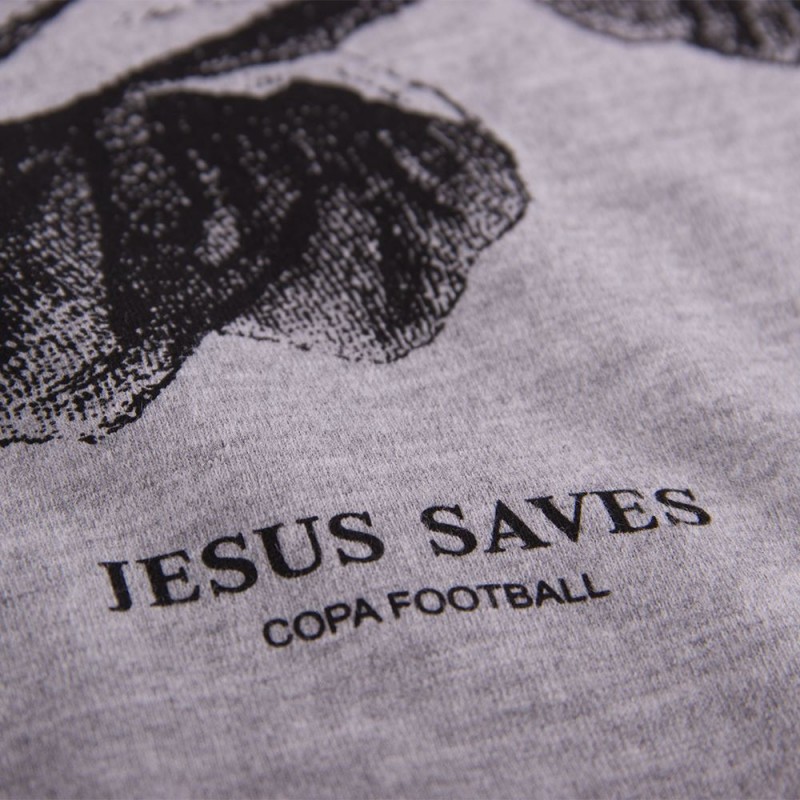 Футболка с принтом Jesus Saves меланж серая