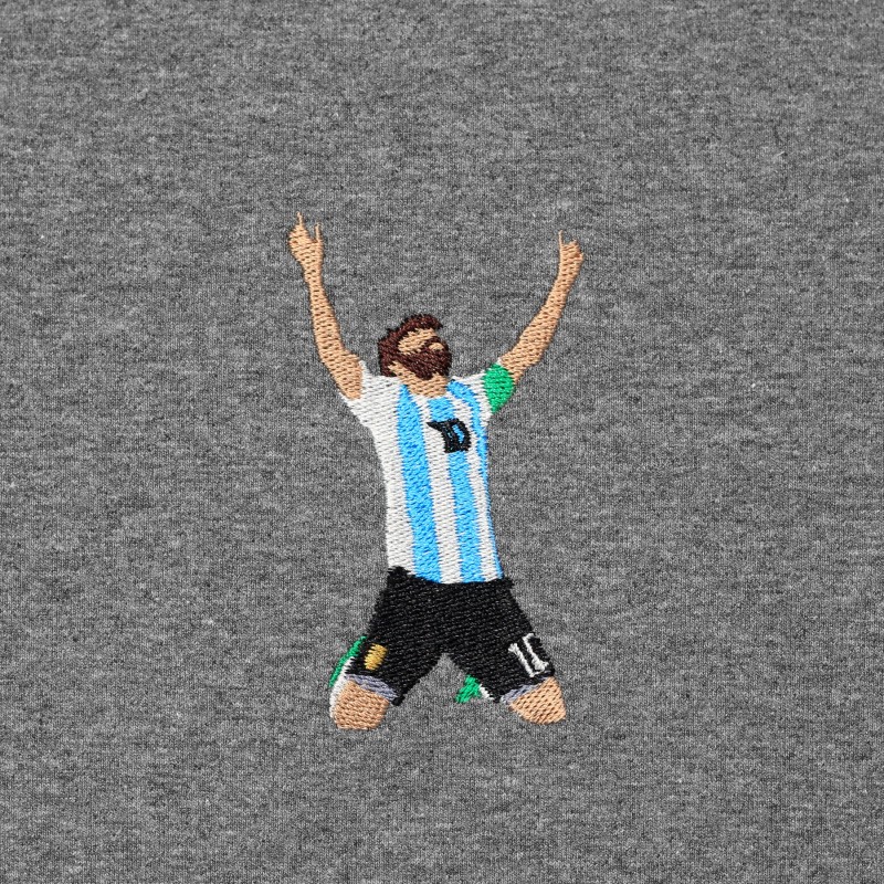 Футболка с вышивкой Lionel Messi темно-серый меланж
