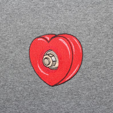 Футболка с вышивкой Skateboard Heart | sk8b темно-серый меланж
