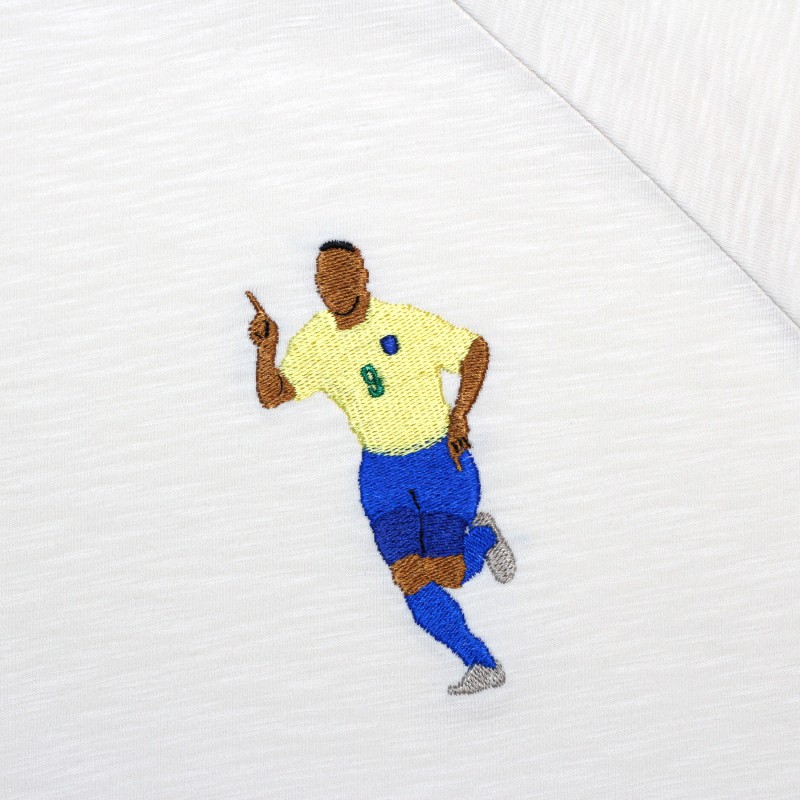 Футболка с вышивкой Ronaldo Nazario | Brasil белый меланж