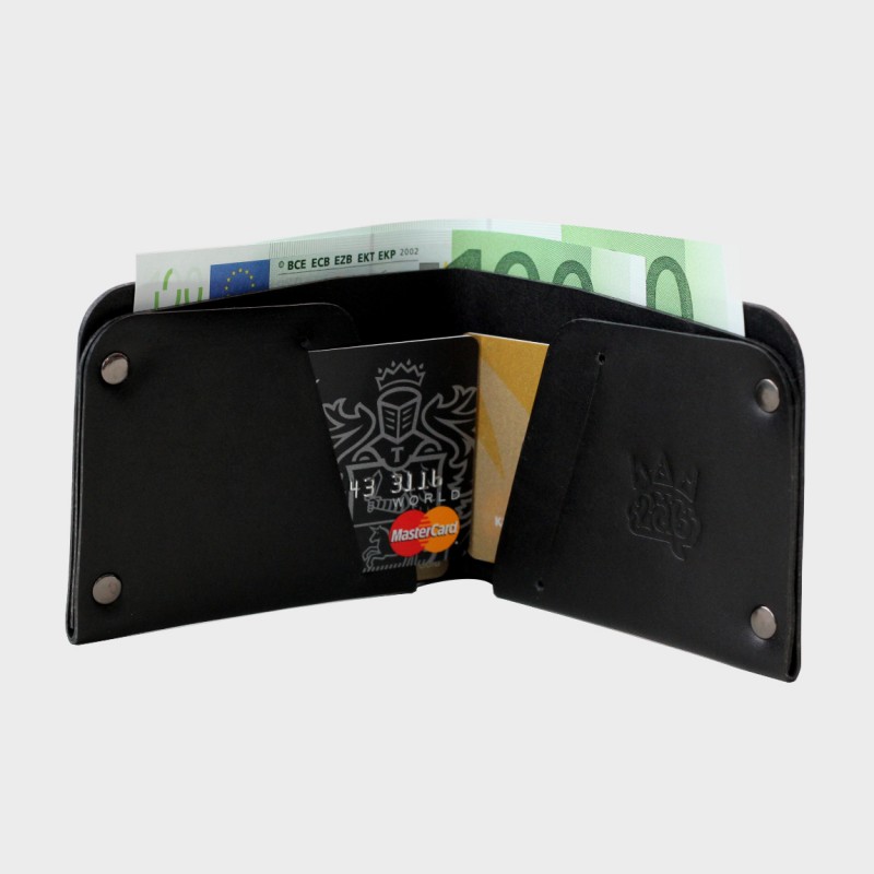 Кожаный кошелек с отделением для карт Optima (черный)